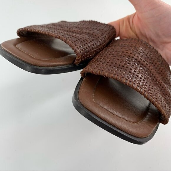 Faded Glory womens sandals size 9 brown leather vintage slip on slides 80s 90s - Picture 7 of 13